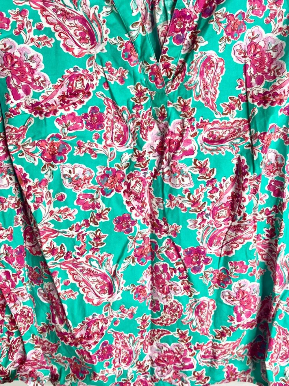 J. Crew Puff Sleeve Preppy Floral Printed Short-Sleeve Poplin Top Cotton Sz XL